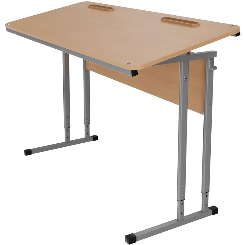 Изображение товара Двухместный ученический стол с закругленными углами и регулировкой высоты