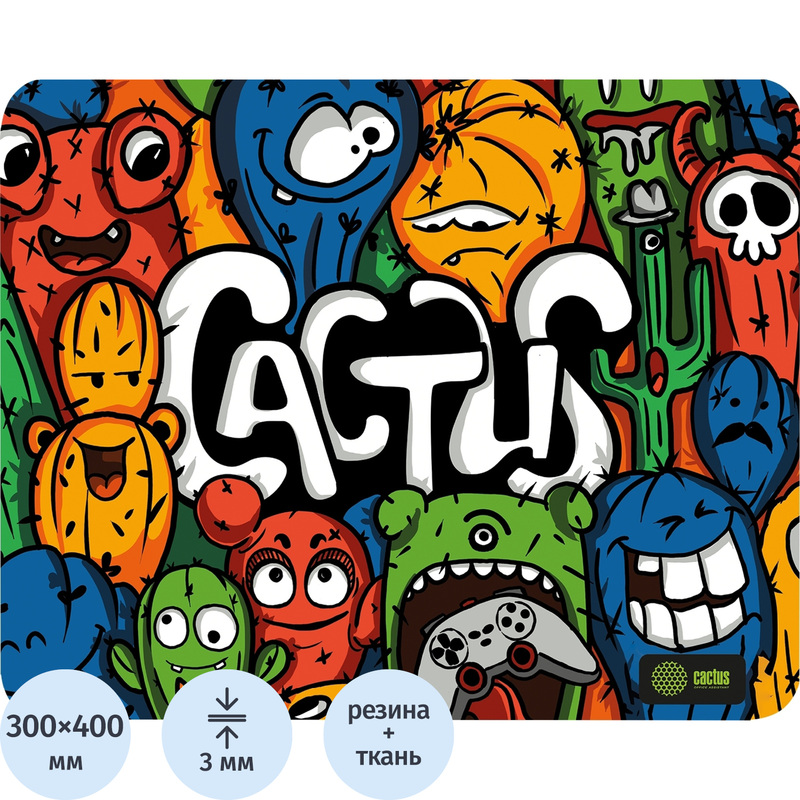 Изображение товара Коврик для мыши Cactus Colorful Cacti CS-MP-PRO07XL стильный яркий