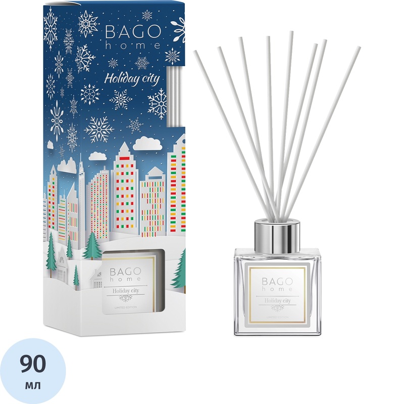 Изображение товара Аромадиффузор Bago home Праздничный город 90 мл для дома и подарка зимний аромат