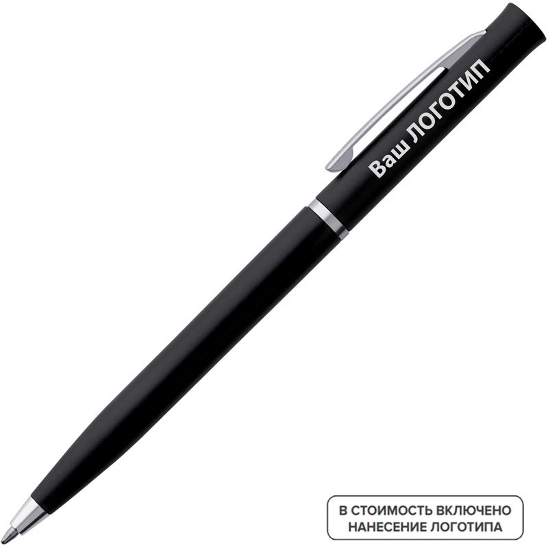 Изображение товара Ручка шариковая автоматическая EuroChrome синяя 1 мм, корпус черный, упаковка 200 шт