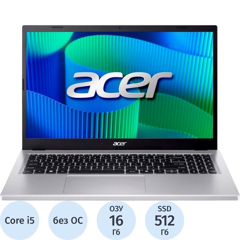 Изображение товара Ноутбук Acer Extensa EX215-57-593B 15.6" серебристый Intel Core i5 13420H/16 ГБ/SSD 512 ГБ (NX.EJBCD.001)