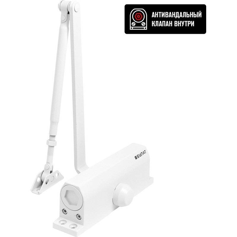 Изображение товара Дверной доводчик Булат 14929 до 160 кг белый с регулировками