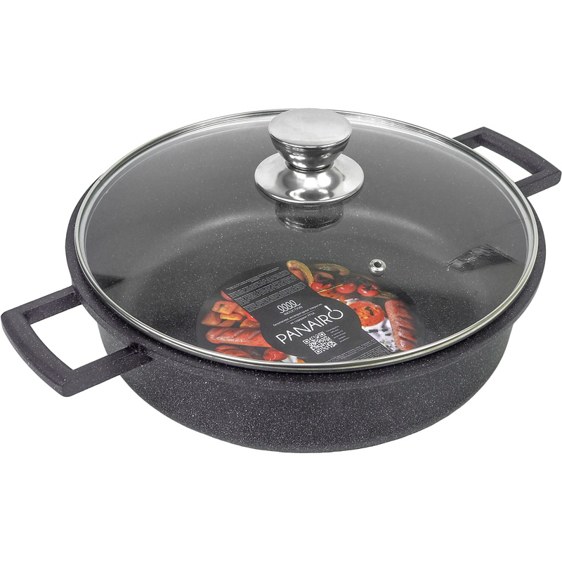 Изображение товара Жаровня Panairo Raitens induction 28 см 4 л литой алюминий стеклянная крышка