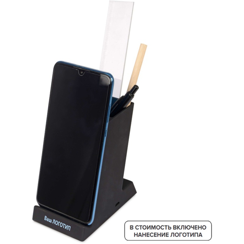 Изображение товара Подставка-стакан Glow Box черная с нанесением логотипа или надписи