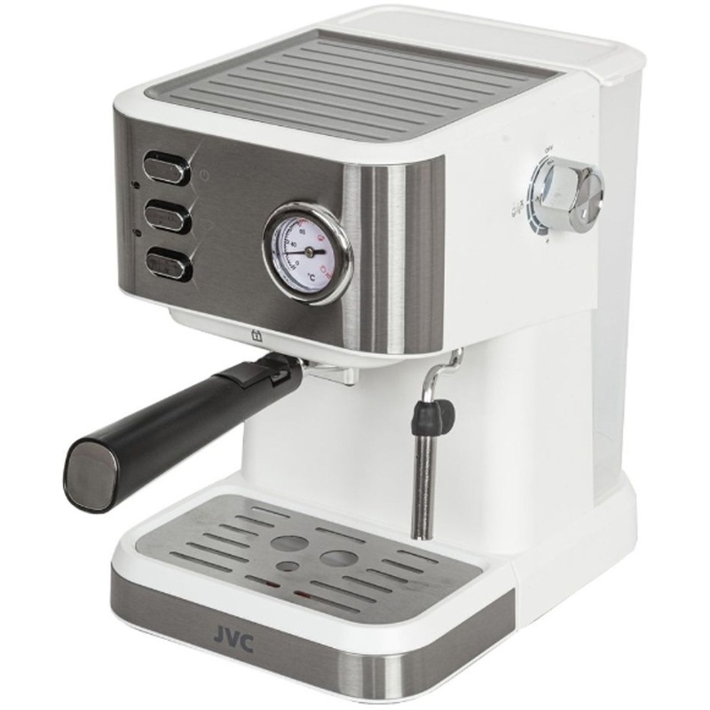 Изображение товара Рожковая кофеварка JVC JK-CF33 белая для дома с функцией капучино