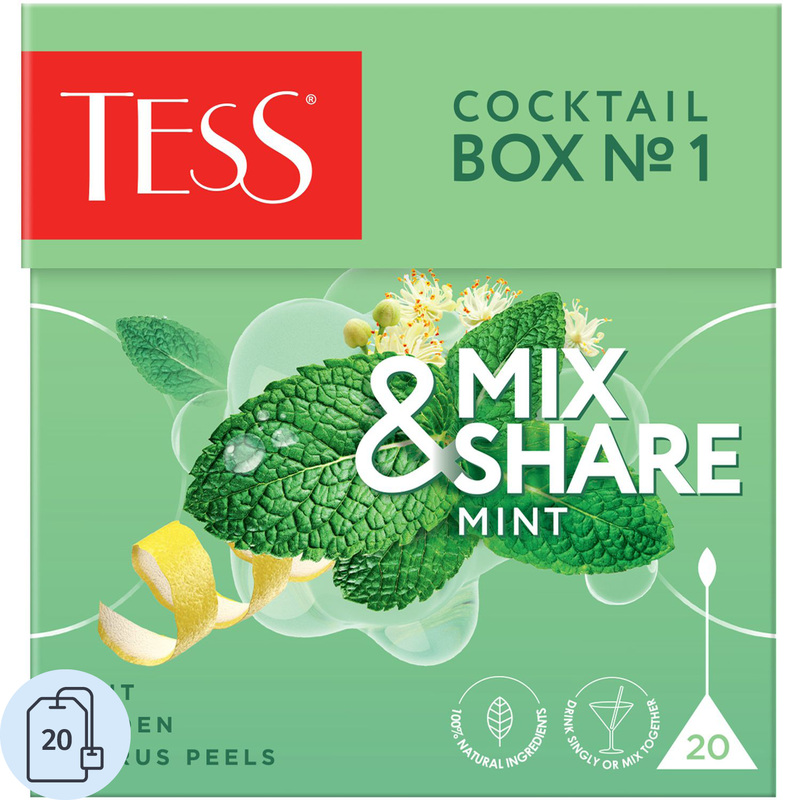 Изображение товара Чай травяной Tess Коктейль Бокс № 1 20 пирамидок (мята, липа, цитрус)
