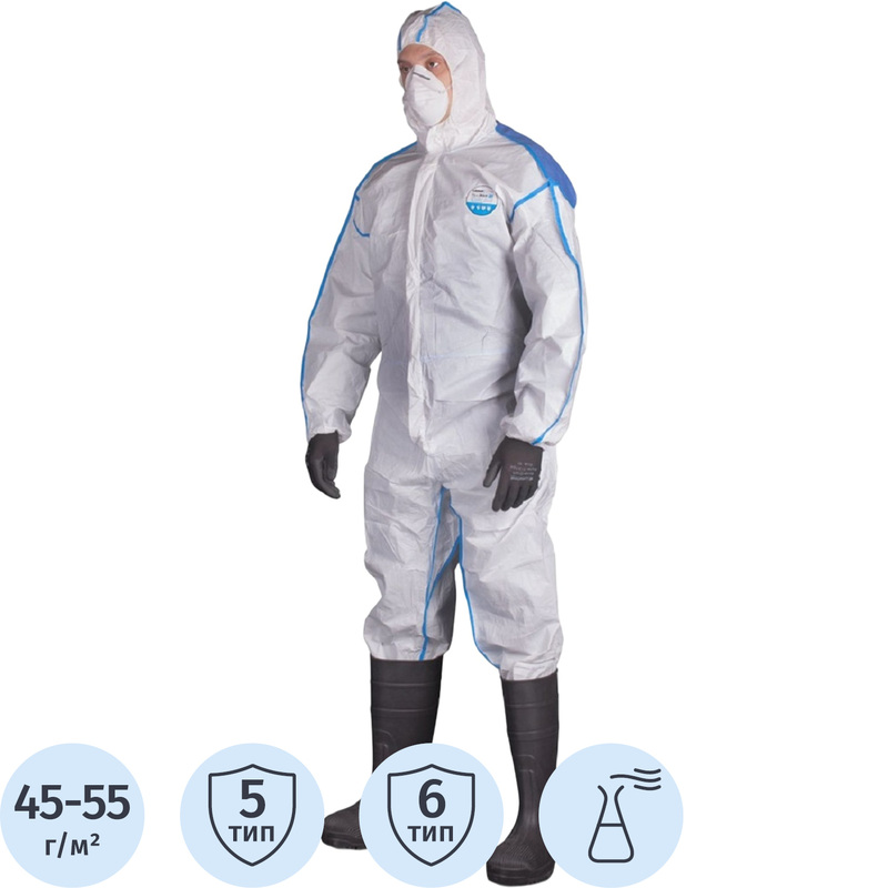 Изображение товара Одноразовый защитный комбинезон Lakeland MicroMAX NS CoolSuit 45-55 г/кв.м бело-синий размер M