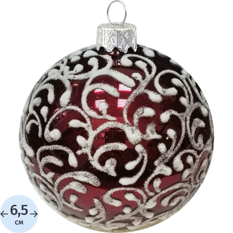 Изображение товара Ёлочный шар Коломеев Вьюнок-веточка морозная стекло бордовый 6.5 см
