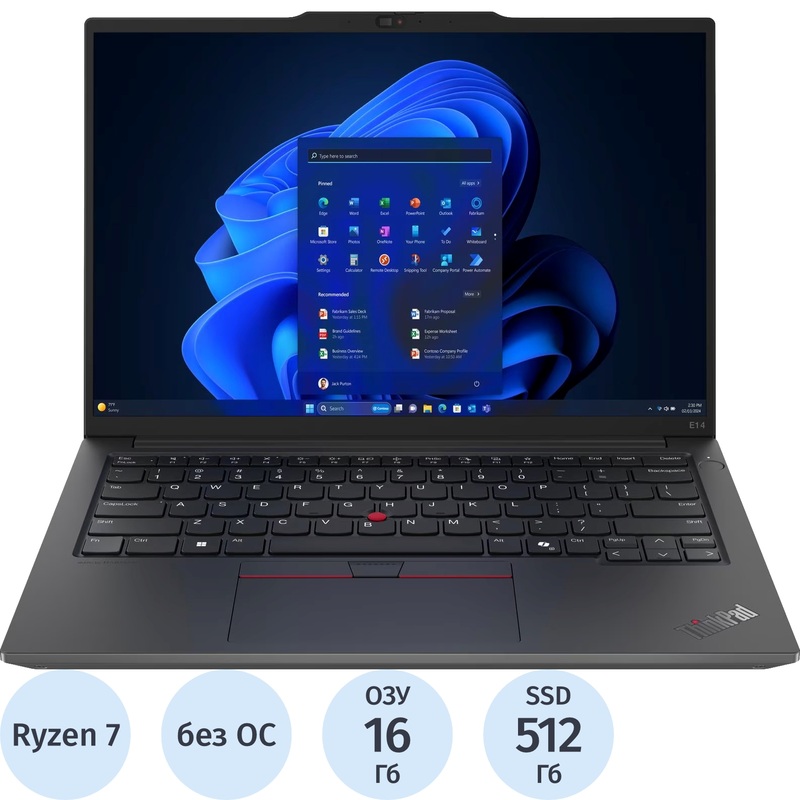 Изображение товара Ноутбук Lenovo ThinkPad E14 Gen 6 14 дюймов AMD Ryzen 7 16 ГБ SSD 512 ГБ