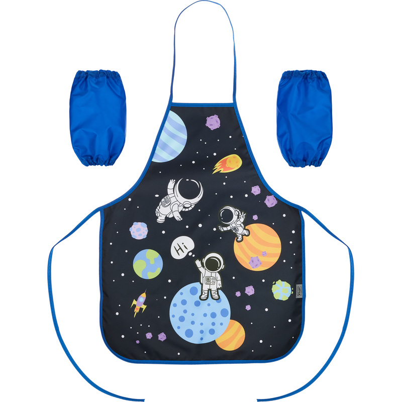 Изображение товара Фартук Комус Класс Space Time черный с нарукавниками для детей