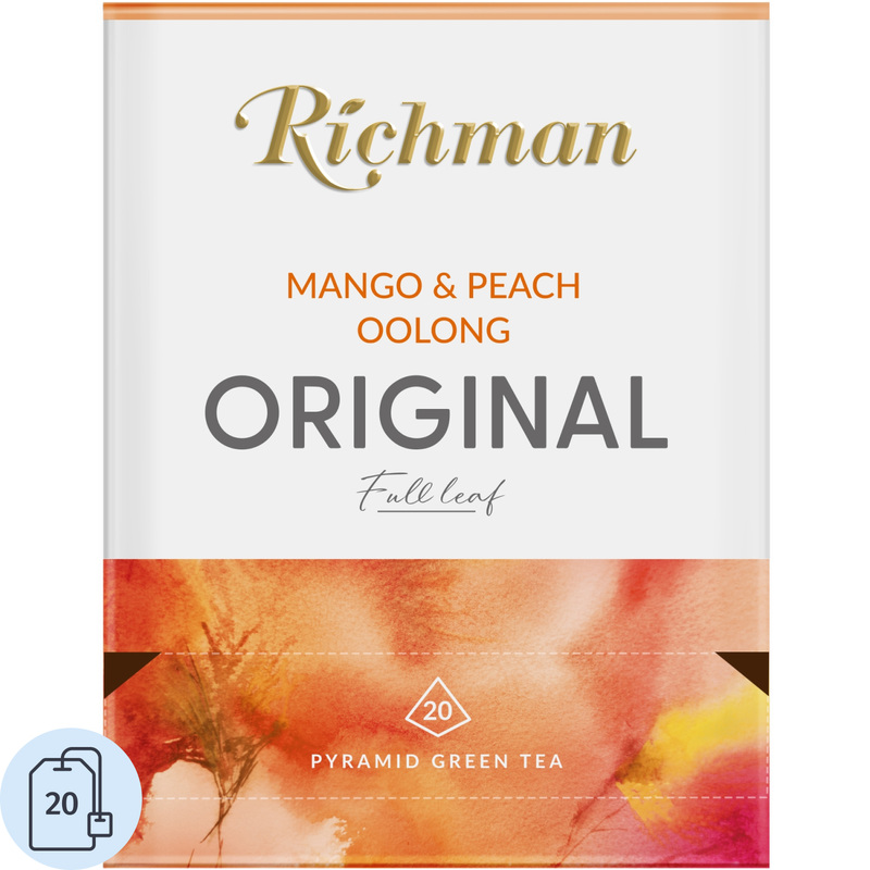 Изображение товара Зеленый чай Richman Mango & Peach Oolong 20 пирамидок натуральный вкус фруктов Россия
