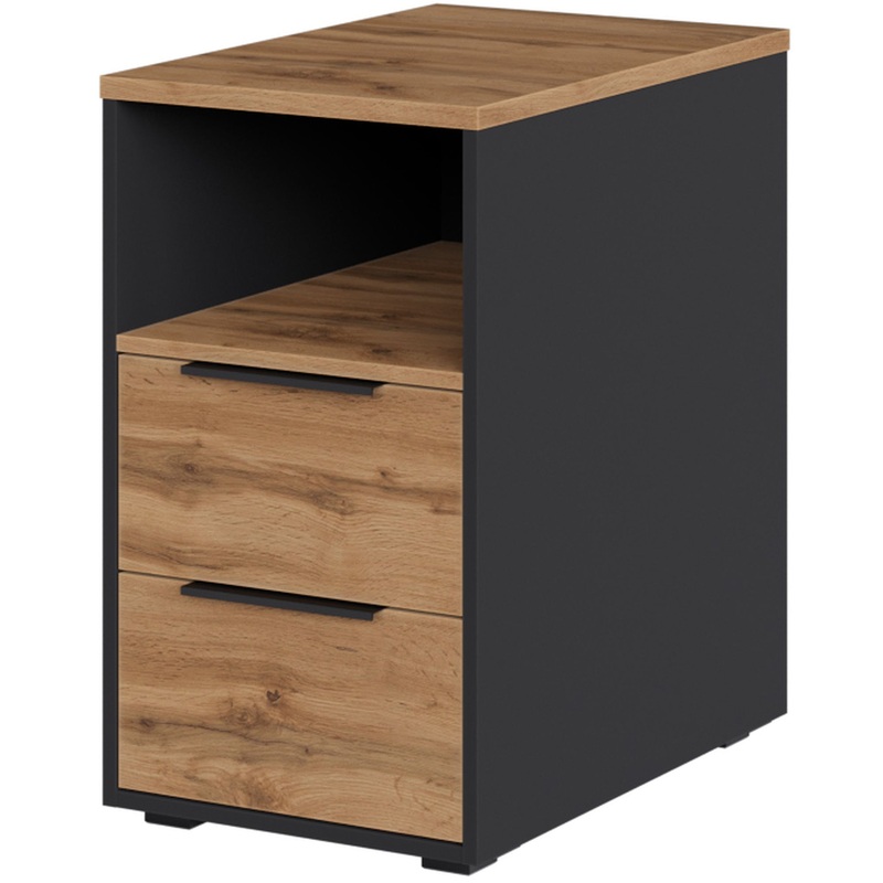 Изображение товара Тумба приставная Easy to lead K-Loft (дуб натуральный/графит, 436х670х752 мм, 2 ящика)