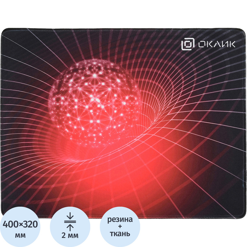 Изображение товара Игровой коврик для мыши Oklick OK-FP0400, красный, 400х320 мм, износостойкая ткань и резина