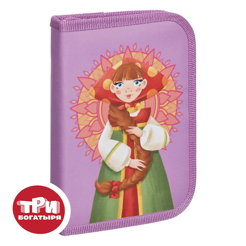 Изображение товара Пенал односекционный Комус Три богатыря Любава розовый
