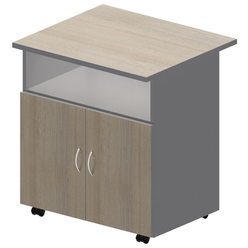 Изображение товара Тумба подкатная для оргтехники Комус Мебель Easy to lead Easy Standard (светлый дуб/серый, 718x600x739 мм)