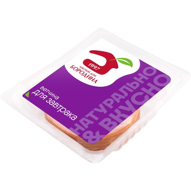 Изображение товара Ветчина Мясной дом Бородина вареная нарезка 190 г натуральный деликатес