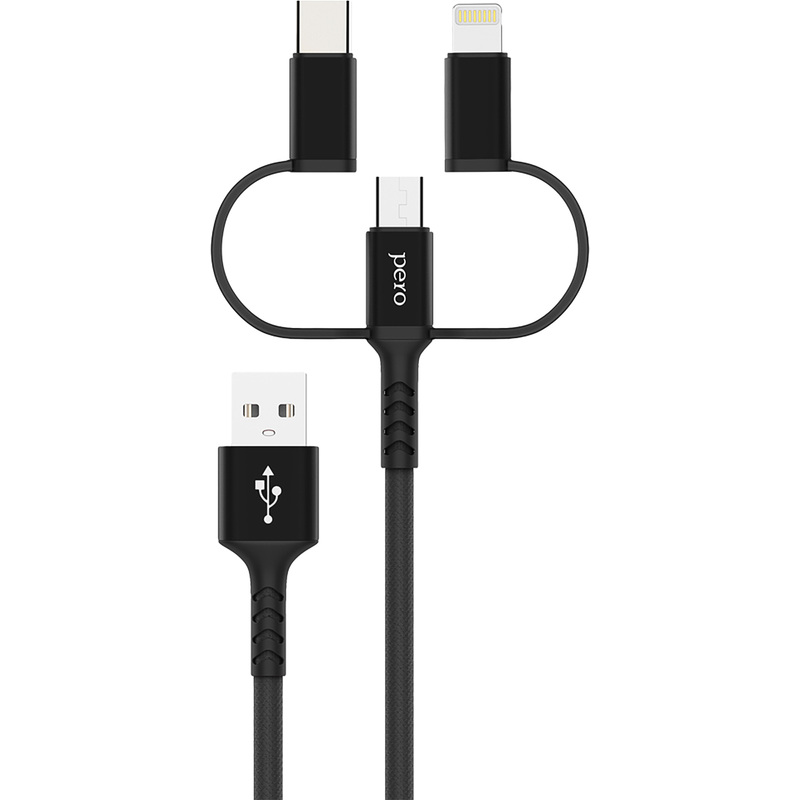Изображение товара Кабель Pero USB A - USB Type-C - micro USB - Lightning 1 м