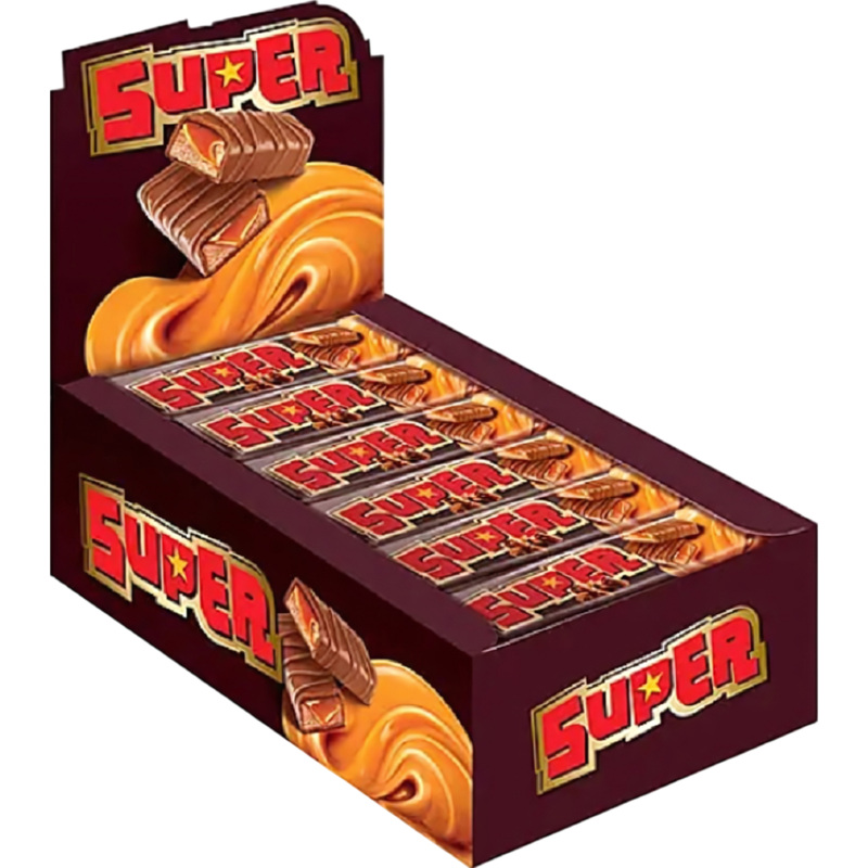 Изображение товара Шоколадный батончик Super с нугой и мягкой карамелью (18 штук по 40 г)