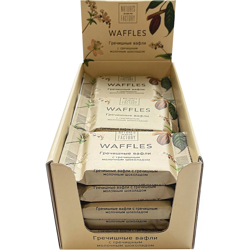 Изображение товара Вафли гречишные Natures own factory с гречишным молочным шоколадом 18 штук 360 г