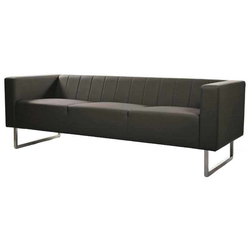 Изображение товара Трехместный диван Вента черный из искусственной кожи