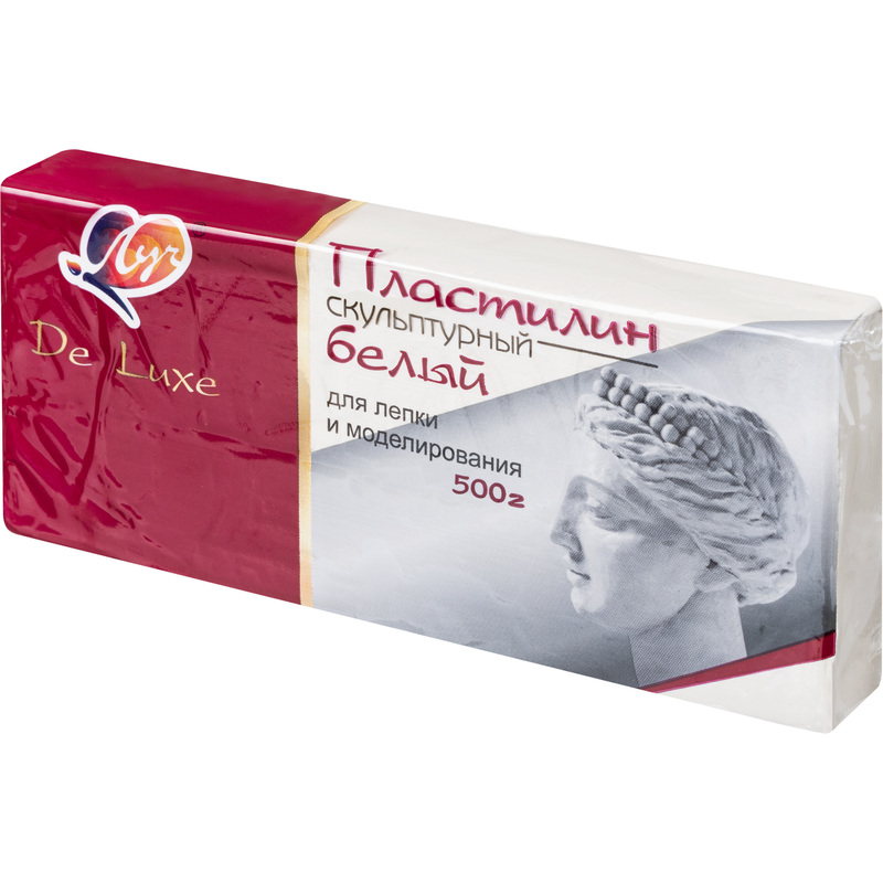 Изображение товара Пластилин скульптурный твёрдый Луч De Luxe белый 500 г для моделирования