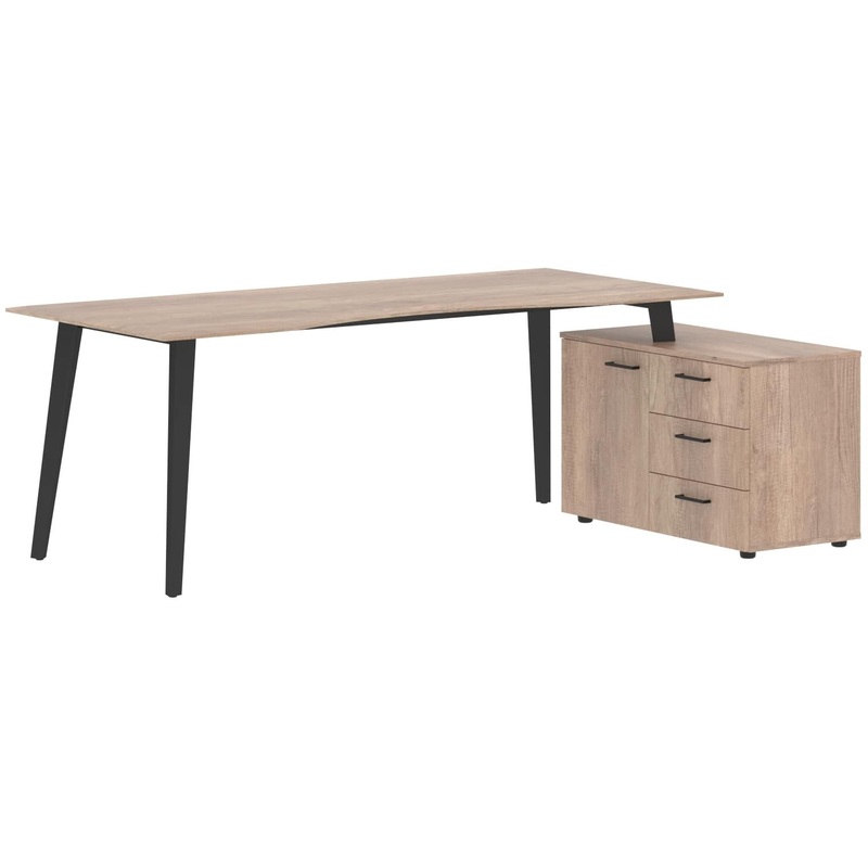 Изображение товара Эргономичный офисный стол руководителя JAY 2013 с тумбой дуб каньон антрацит