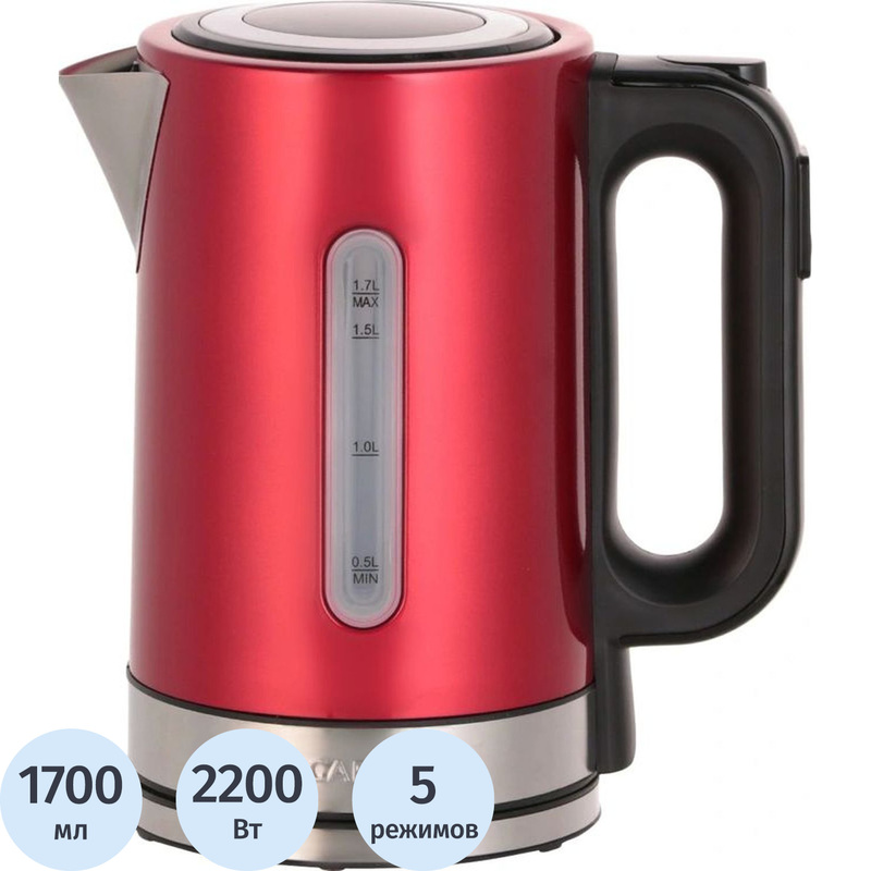 Изображение товара Электрический чайник Scarlett с объемом 1700 мл и подсветкой красного цвета