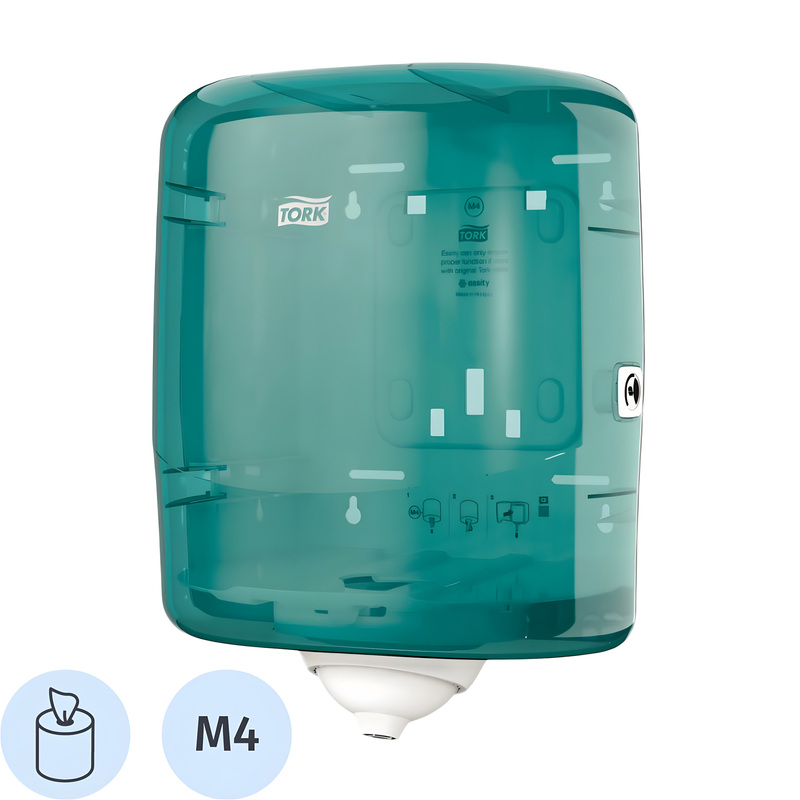 Изображение товара Диспенсер для полотенец рулонных с центральной вытяжкой Tork Reflex M4 белый бирюзовый
