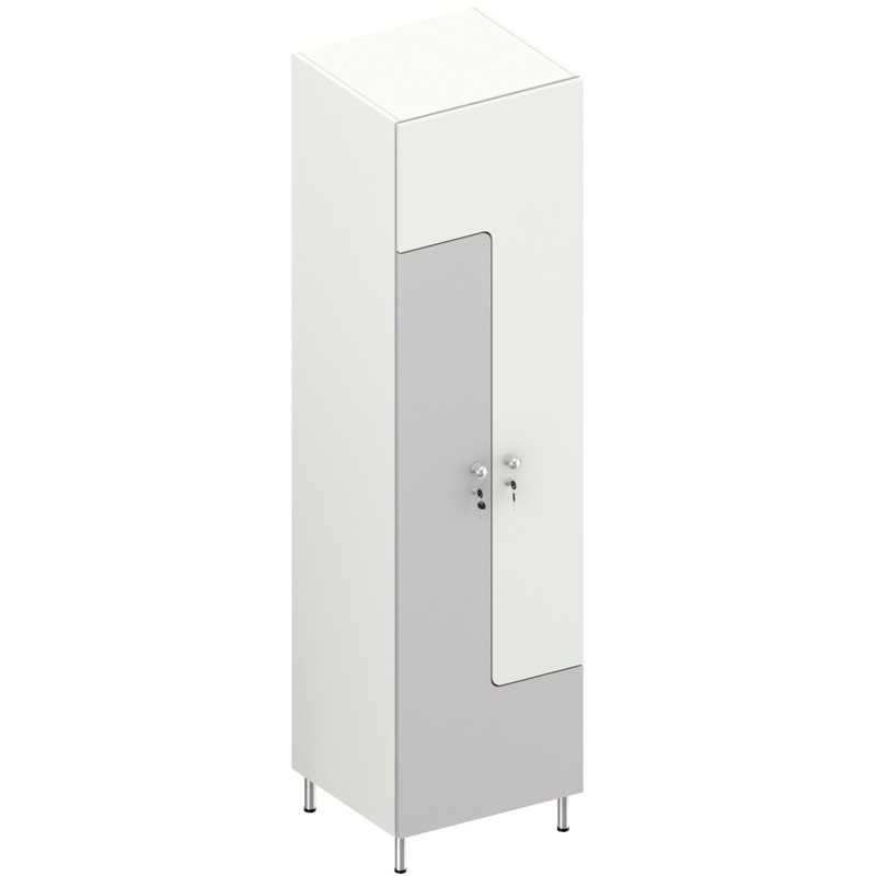 Изображение товара Шкаф для раздевалок Фитнес №1В двухсекционный белый серый 500х450х1900 мм