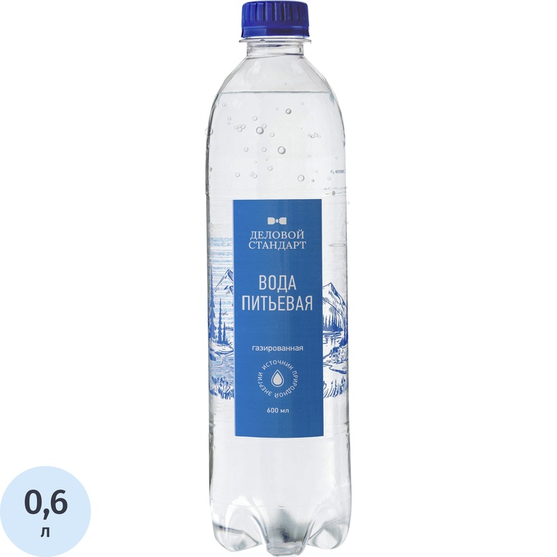 Изображение товара Вода питьевая Деловой Стандарт газированная 0.6 л