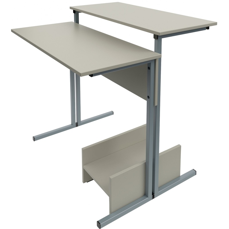 Изображение товара Ученический компьютерный стол с подставкой для системного блока серый 900x800x860 мм