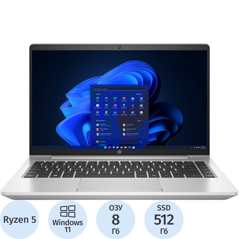 Изображение товара Ноутбук HP ProBook 445 G9 14" серебристый AMD Ryzen 5 5625U/8 ГБ/SSD 512 ГБ (6A212EA)