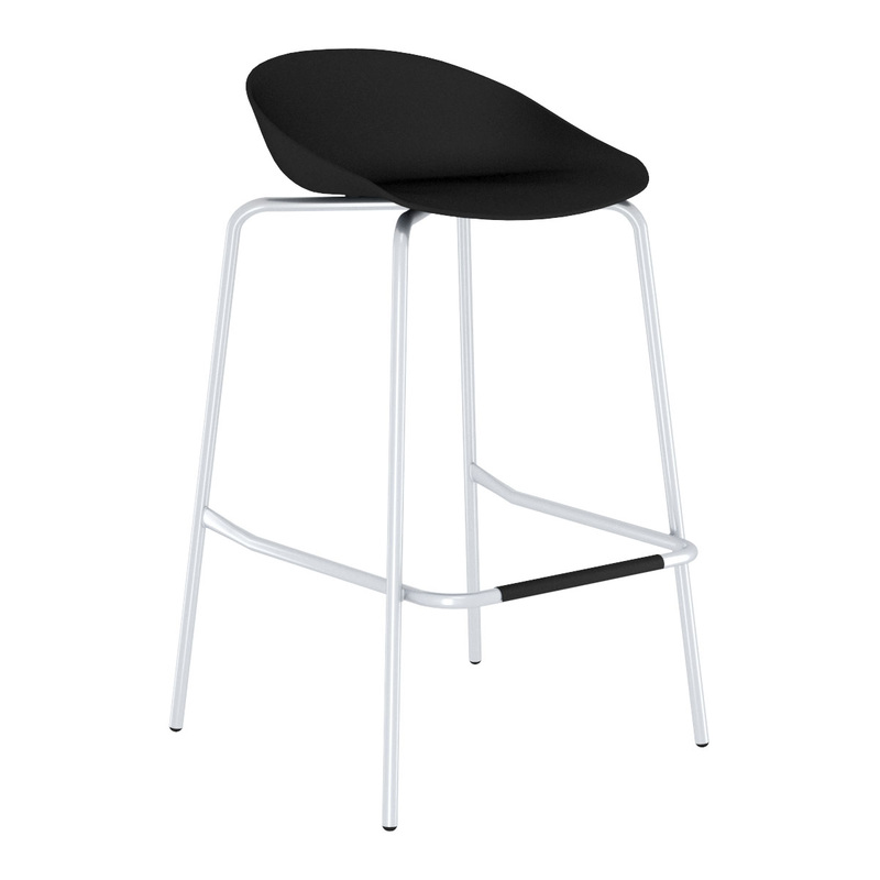 Изображение товара Барный стул из пластика и металла SHT-ST19/S29 черный с спинкой