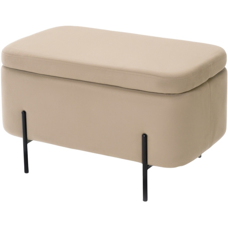 Изображение товара Пуф Gloria с местом для хранения бежевый велюр 750х400х430 мм современная мебель