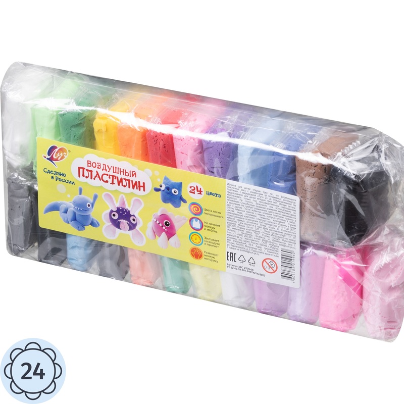Изображение товара Пластилин легкий Луч 24 цвета 240 г для детского творчества и лепки