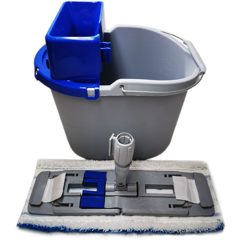 Изображение товара Уценка. Комплект для уборки Росмоп Мини серый/синий (ведро 10 л с отжимом)
