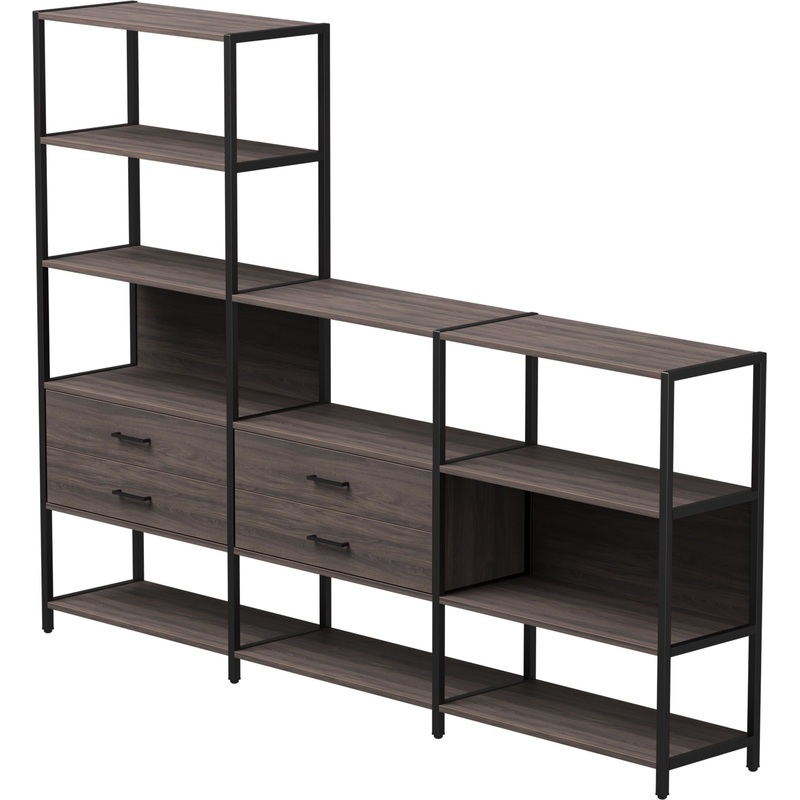 Изображение товара Стеллаж для документов EVO 254ST11DK9005 дуб пасадена/чёрный 2440х385х1840 мм