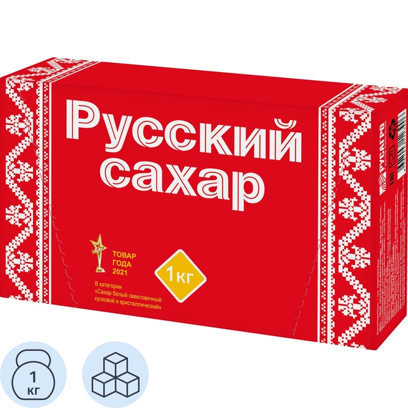 Изображение товара Сахар рафинад кусковой Русский (20 упаковок по 1 кг)