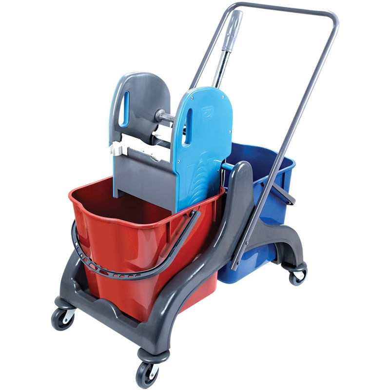 Изображение товара Тележка уборочная 2х25л пластик + отжим CK750