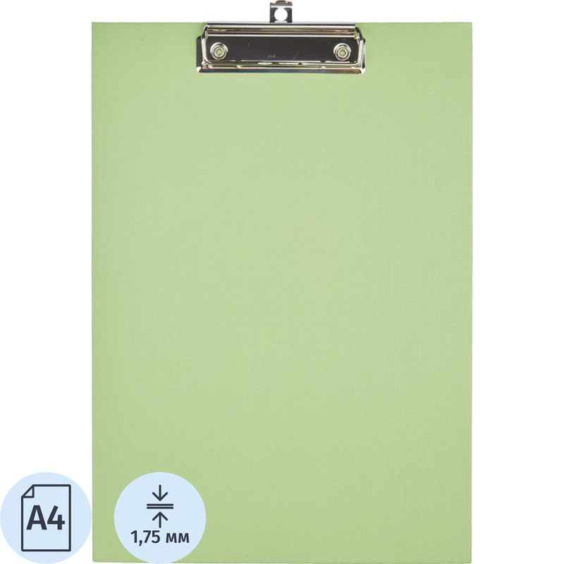 Изображение товара Планшет для бумаг А4 Комус с металлическим зажимом светло-зеленый