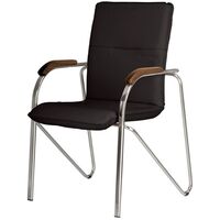 Конференц-кресло Easy Chair Samba черный/темный орех (искусственная  кожа, металл хромированный)