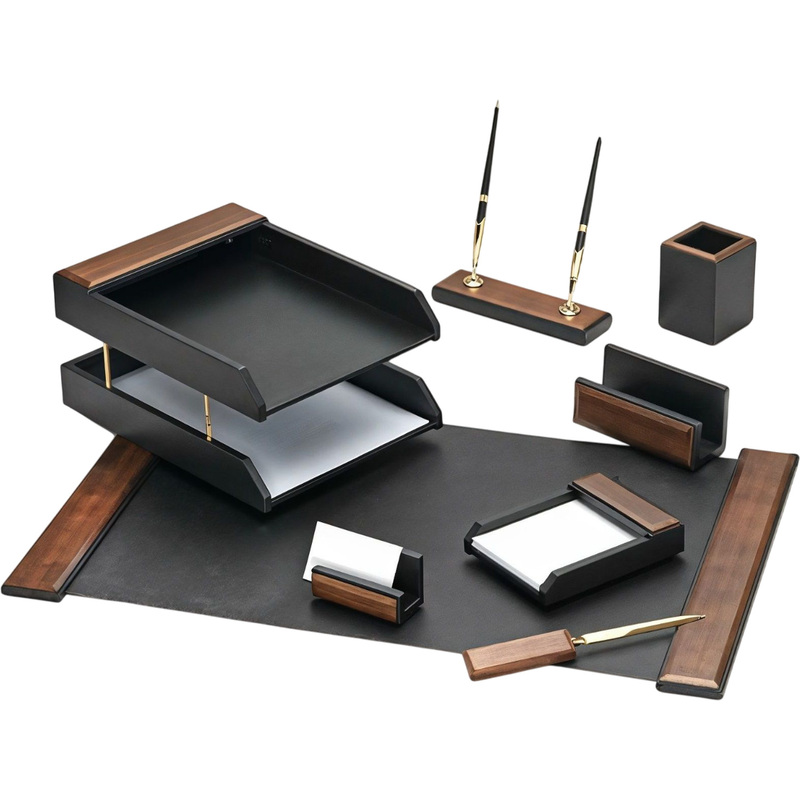 Изображение товара Набор настольный деревянный тёмный орех (8 предметов)