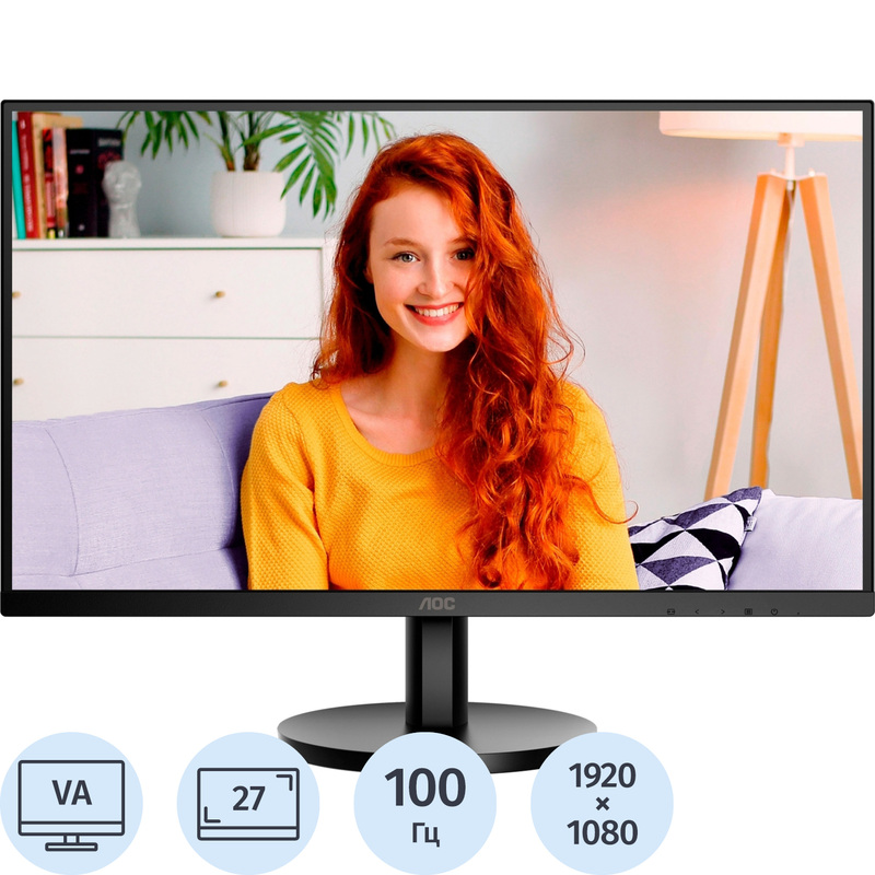 Изображение товара Монитор 27 AOC 27B3HMA2 1920x1080 Full HD VA 100 Гц HDMI VGA