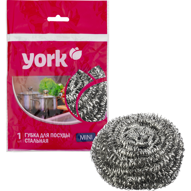 Изображение товара Губка-мочалка для посуды York Мини металлическая 6x6 см 18 г