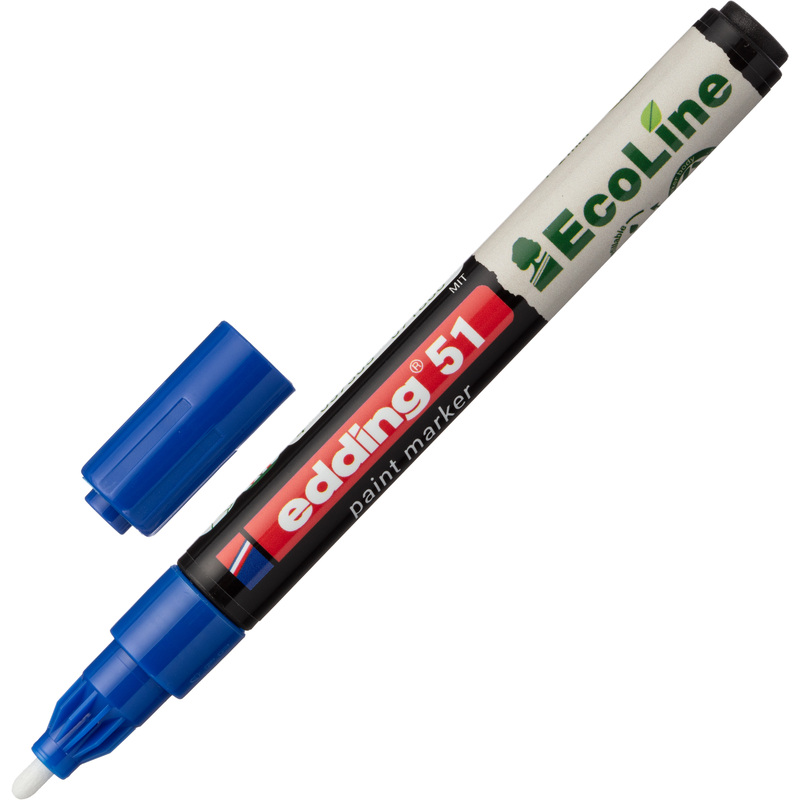 Изображение товара Промышленный лаковый маркер Edding синего цвета 1-2 мм водная основа