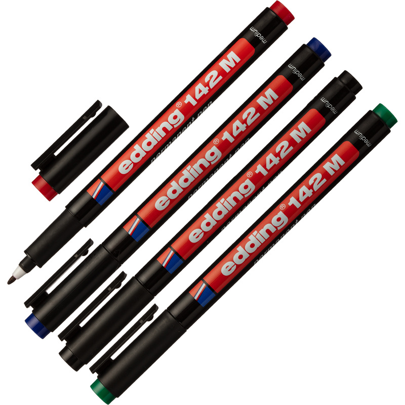 Изображение товара Набор промышленных перманентных маркеров Edding E-142/4S 4 цвета 1 мм для глянцевых поверхностей