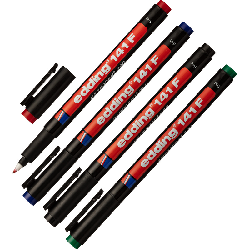 Изображение товара Набор маркеров промышленных перманентные Edding E-141/4S для глянцевых поверхностей 4 цвета 0.6 мм