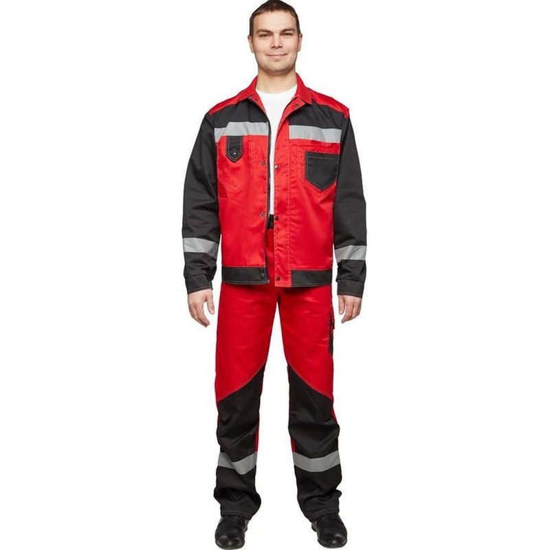 Изображение товара Костюм рабочий летний мужской л21-КБР с СОП красный черный размер 64-66