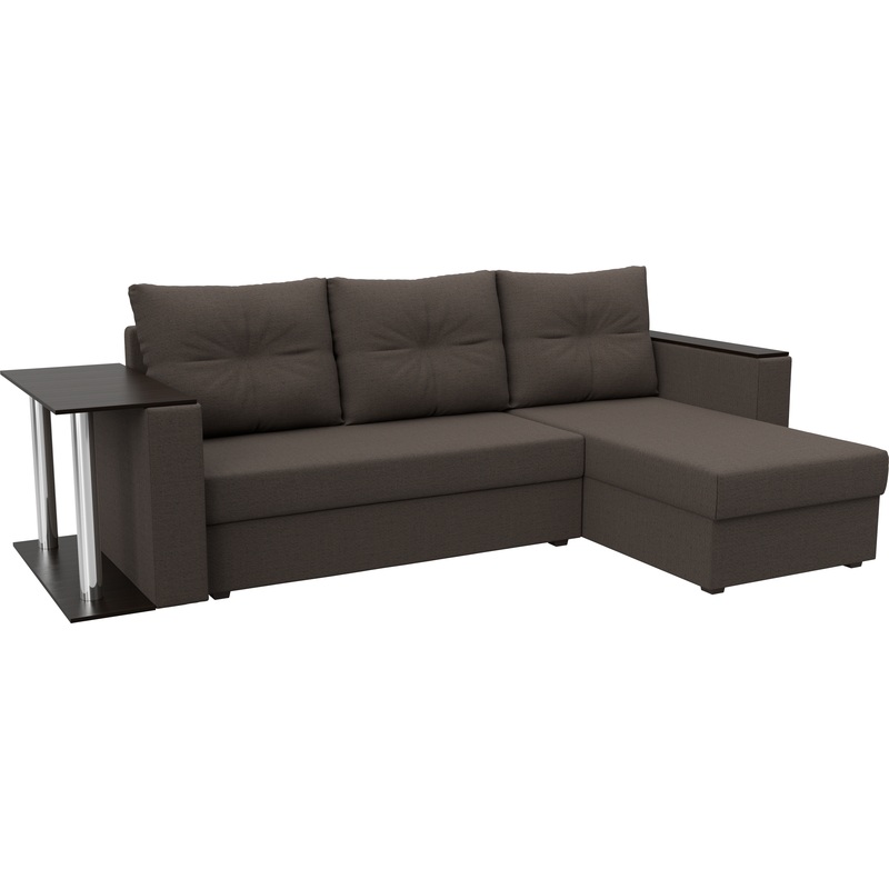 Изображение товара Угловой диван-кровать Комфорт Атланта с столом коричневый ткань