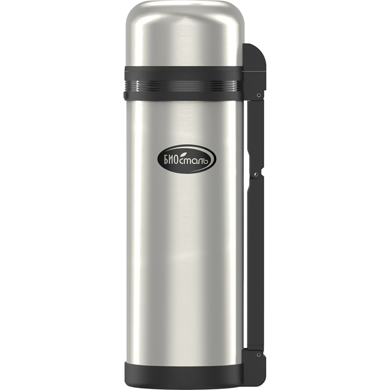 Изображение товара [Термос для еды] Biostal NG-1800-1 Металлик с ремешком и складной ручкой